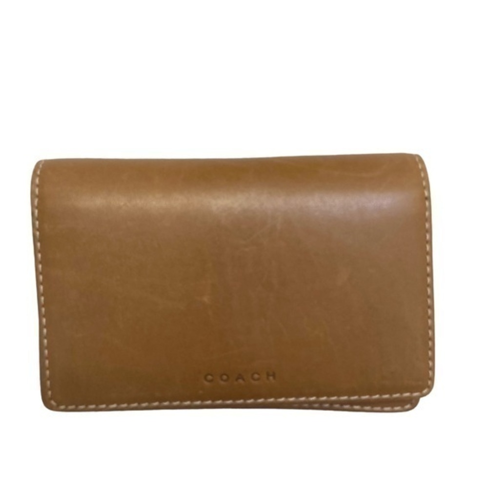 Coach vintage tan leather key ring card holder mini wallet - Picture 1 of 6